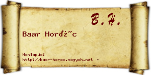 Baar Horác névjegykártya